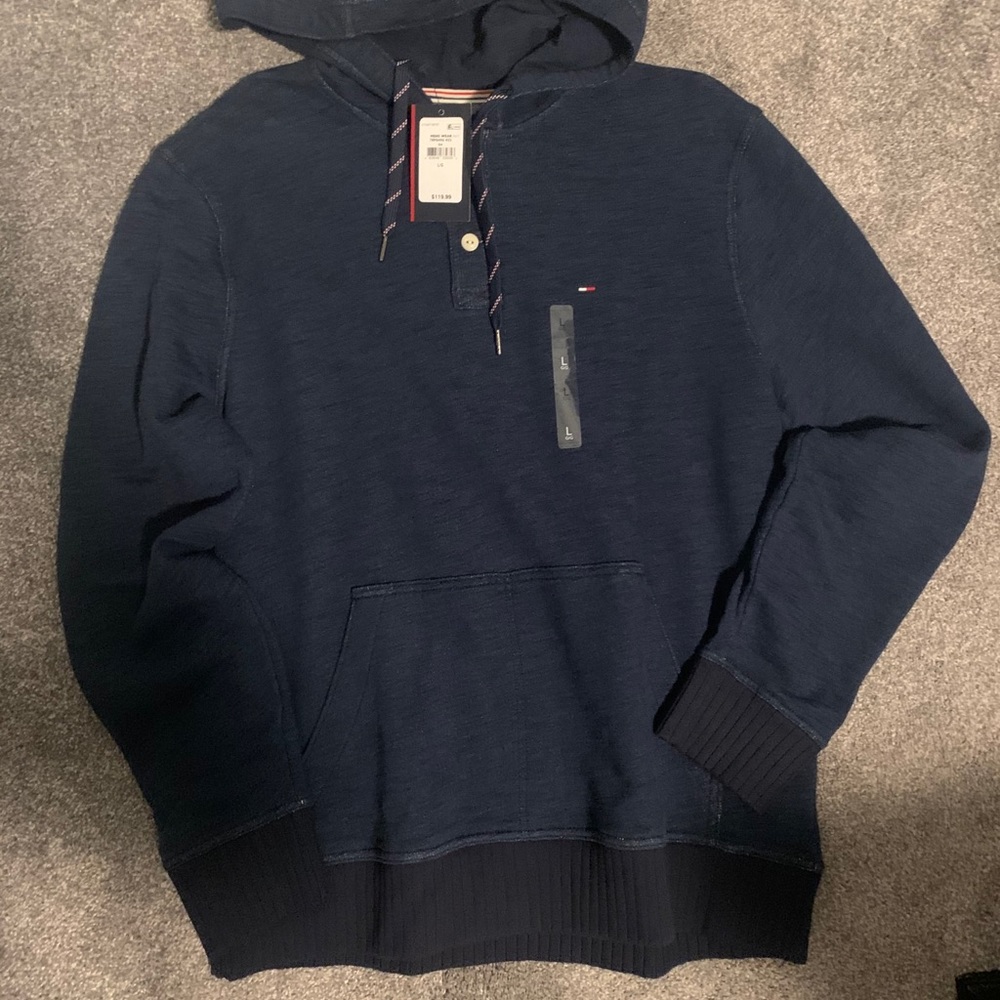 New Men Hilfiger Hoodie Large Navy